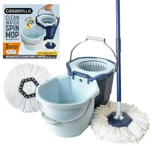 Casabella Clean Water Spin Mop with Extra Mop Head Refill - Versatile Cleaning Solution for Various Surfaces, Ideal for Effective Cleaning