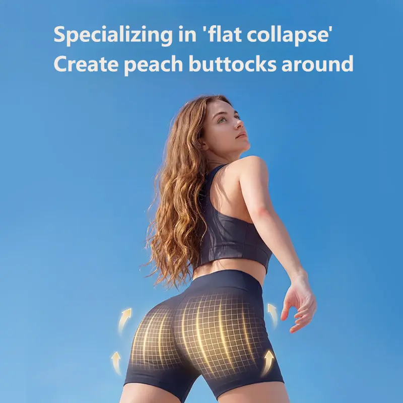 Smart EMS glute training leggings for women, electric muscle activation yoga pants with a high-waisted compression design, butt-lifting & body-sculpting workout tights, smart fitness leggings for home workouts, glute training, hip shaping, core activation