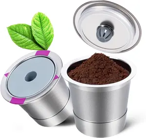 2 Packs Universal K Cups for Keurig, Reusable & Refillable Coffee Pods, Stainless Steel Reusable Coffee Filter, K Cup for Coffee Makers, Value Pack (2 k-cups and 4 Seal rings)