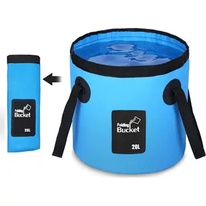 Collapsible Bucket, 5 Gallon Portable Folding Water Container for Travelling, Camping, Hiking, Fishing, Gardening