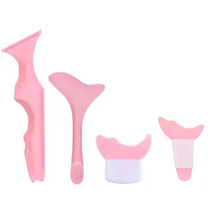 4 Pcs All In One Eyeliner Stencils Wing Tips + Eyeshadow and Eyeliner Stencils Pad + Silicone eyeshadow baffle, Defined Eyeliner Eyelash Guide Tool for Beginners and Makeup Masters - Pink