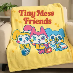 Tiny Mess Friends Characters Throw Blanket Twinky,Patchy,Tiny