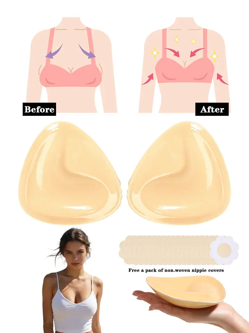 22Pcs Triangle Adhesive Bra Pads with Nipple Covers, Double-Sided Strong  Stickiness, Lightweight & Thin, Perfect for Summer Swimwear, Backless  Dresses & Bikinis, Sticky Bra Inserts - TikTok Shop
