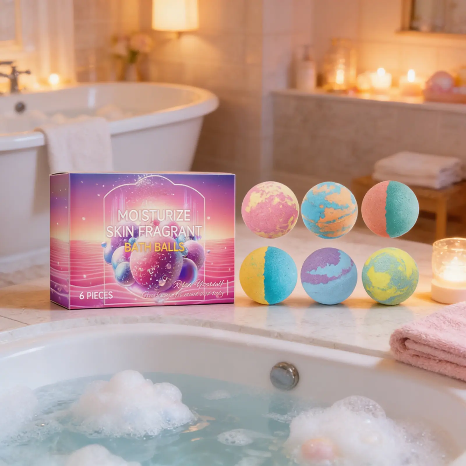 Lavender Scented Bubble Bath Foam Gift Set for Kids & Adults, Long-Lasting Scent, Moisturizing & Soothing, Relaxing Bath Experience, Moisturize