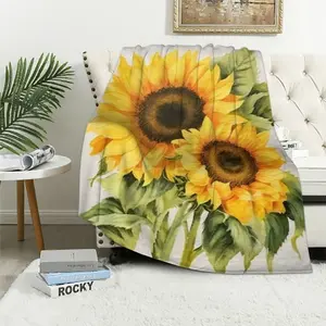 Sunflower Blanket - Soft Sunflower Throw Blankets Plush Sunflower Blankets for Women - Sunflower Blanket Throw - Sunflower Gifts WhiteFather's Day Thanksgiving Halloween Valentine's Day Holiday Gifts