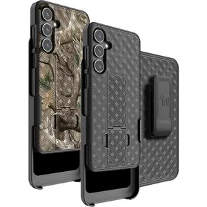 Case with Clip for Galaxy S23 FE Phone, Nakedcellphone Textured Slim Hard Shell Cover with Stand and [Rotating/Ratchet] Belt Hip Holster Holder Combo for Samsung SM-S711 (2023)