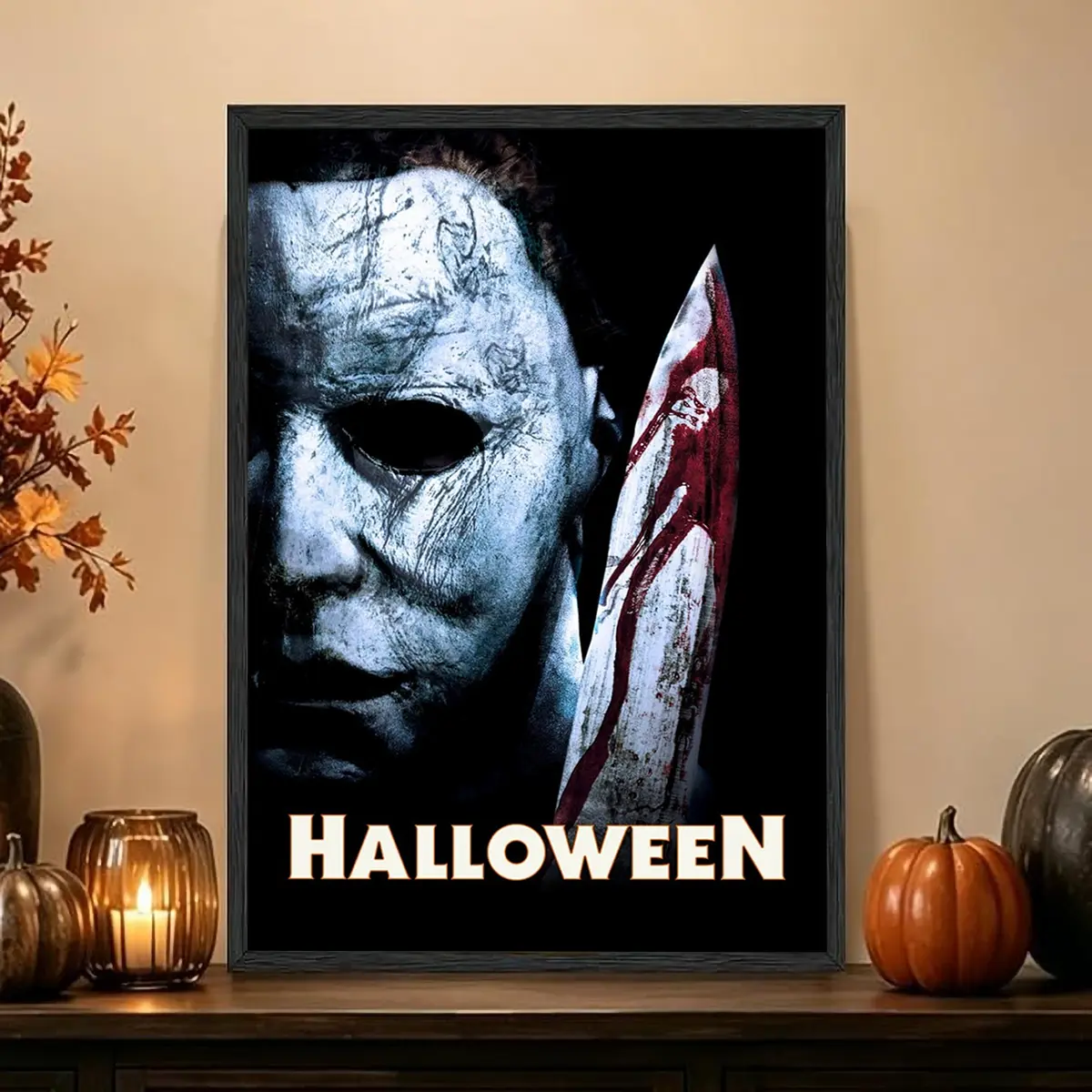 Michael Myers Bloody Knife Classic Horror Movie Lightweight Artistic Canvas Wall Art Poster - 2D Flat High-Density Print, Colorfast Ink, Multi-Size Home Decor, Perfect Gift for Halloween Parties