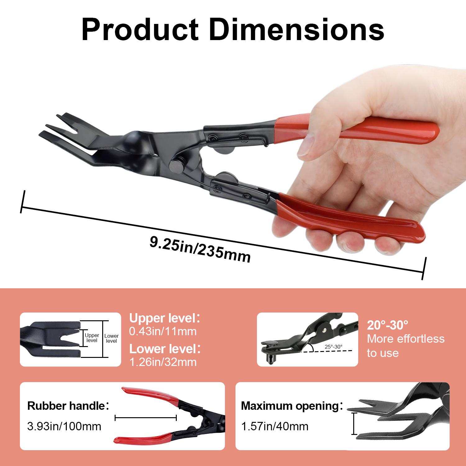 Universal Panel Clip Removal Plier Remove Push Pin and Press in Trim Fasteners Lift Action Trim Removal Tool for Car Doors Control Panels Car Lights