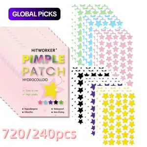 720pcs Hitworker Colorful Star Acne Patches, Pimple Patches, Hydrocolloid Skin Repair Non-Irritating Spot Stickers, Creative Skincare Gift for Holidays