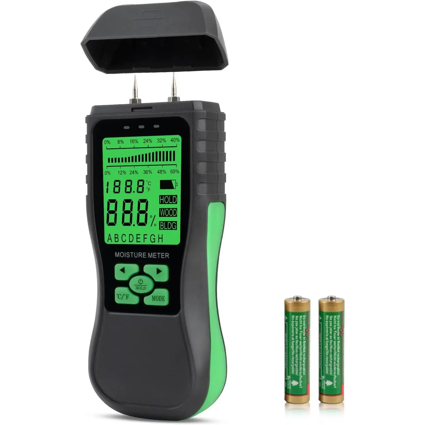 Digital Wood Moisture Meter  Water Leak Detector Building Materials Humidity Tester Pin Type for Wall Masonry Concrete Cardboard Paper Firewood