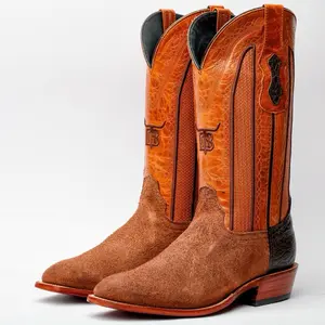 Cognac Rough-Out Boots - French Toe