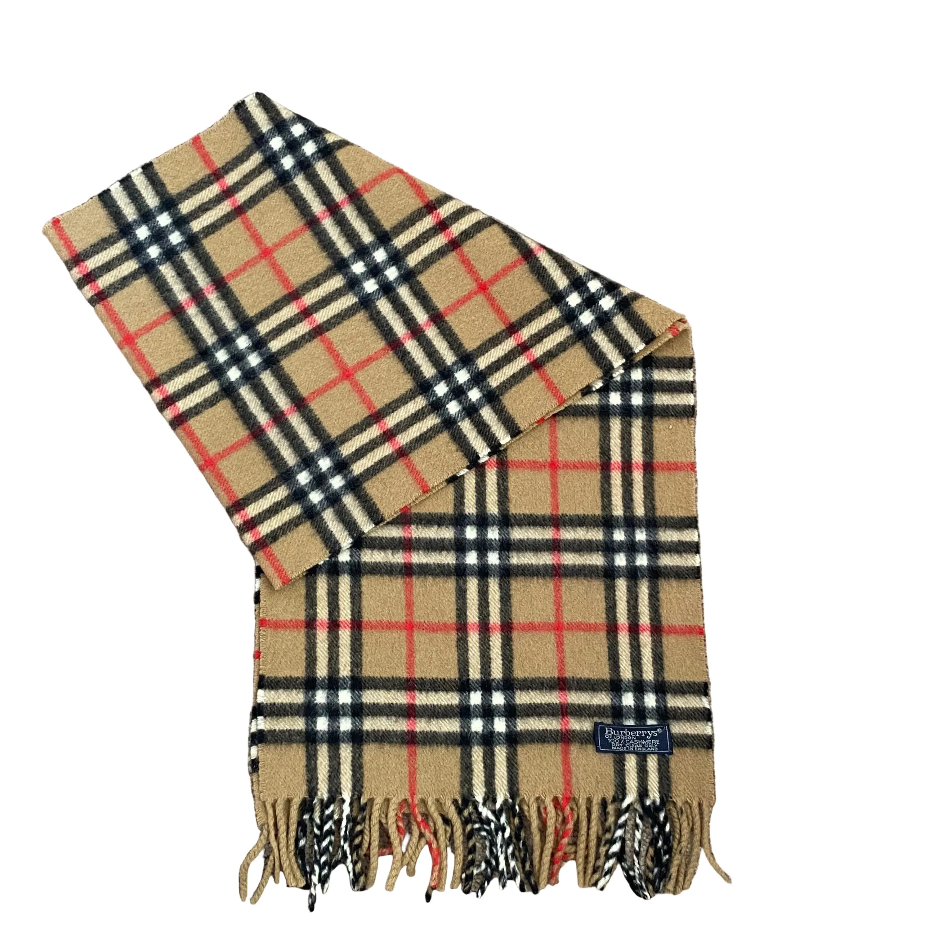 Pre-owned Burberry classic check unisex pure cashmere scarf authentic with coa 565x112