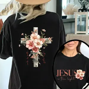 Jesus is the Light Floral Christian ShirtMotivational Quotes sweatshirt Bible Verse FloralReligious His Grace is Enough Religious Shirt,Bible Verses, Religion T