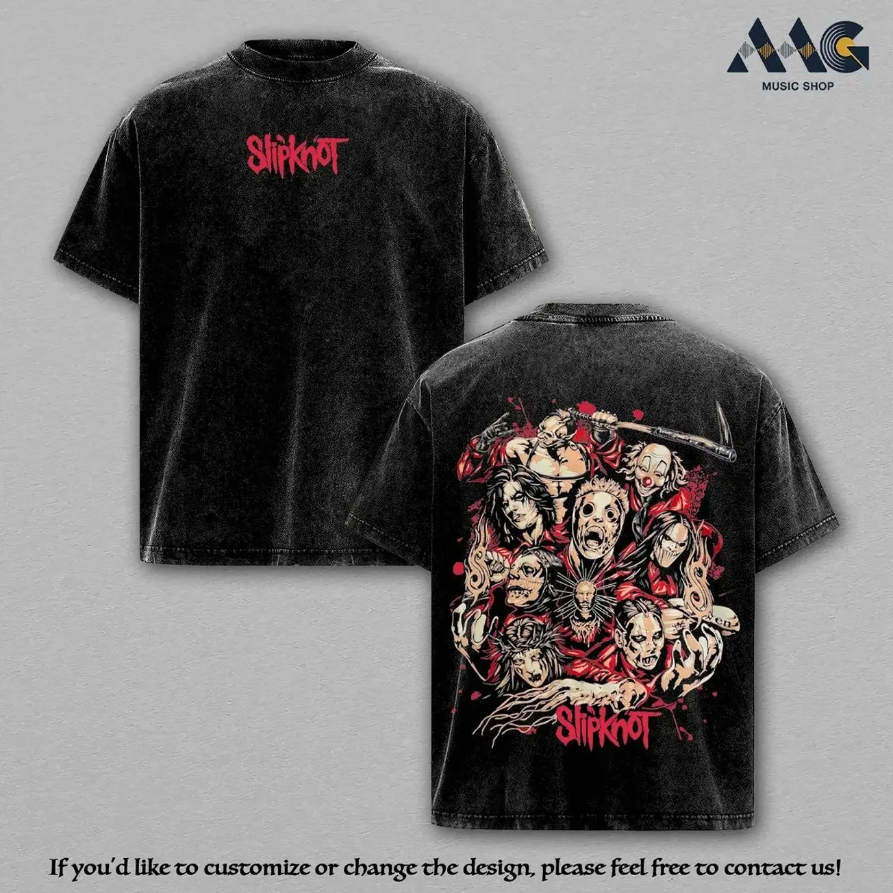 Vintage Slipknot Band Tee – Heavyweight Washed Rock Shirt, Oversized Grunge Aesthetic, Dark Punk Metalcore Fashion, Alternative Band Streetwear, Retro 90s Gothic Music Merch UI2