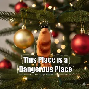 Marcus the Worm Christmas Ornament, acrylic/wood Hanging Decor, Dye Meme Ornament, Funny Marcus Meme Ornament, VRChat Holiday Decoration Gift