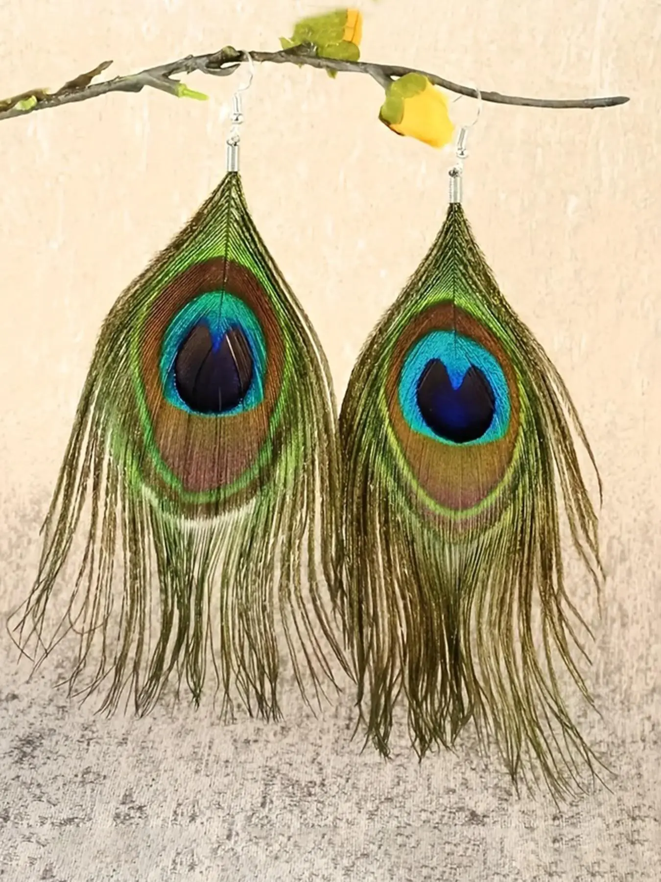 Peacock Feather Design Dangle Earrings, Statement Earrings, Fashionable Tassel Decor Jewelry for Women, Daily Clothing Decor, Trendy All-match Jewelry for Birthday Gift, Jewelry Gifts, Earrings Dangling, Earrings For Decorative