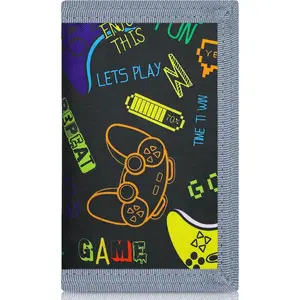 KF5-CPB013   Kids Wallet for Boys and Girls 4-16 with Lanyard and Key Chain Holder, Trifold Camo and Cute Wallets for Kids,with Coin and Card Pockets, Novelty Birthday Gifts for Childrens(Black Letters)