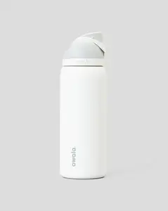 Owala All-White Stainless Steel Insulated Water Bottle – Minimalist Flip Straw Lid, Leak-Proof Double Wall Vacuum, Reusable 24/32oz Travel & Sports Tumbler