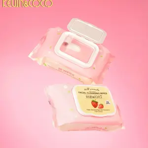 Kevin & Coco Strawberry Scented Makeup Wipe Remover - 25 Wipes Mild Formula Facial Cleansing Wipes with Strawberry Plant Extracts