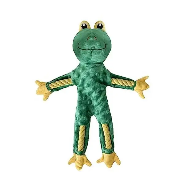Barkable Frog Rope Squeaker — No-Stuffing, 15.7 in