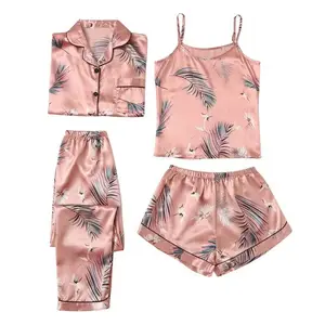 Trending 4-Piece Cami Pajama Set |       Women’s Thin Fashion Loungewear, All-Season Versatile Homewear