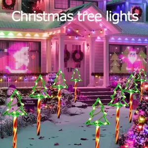 1 Set of 4pcs, Christmas Tree Lights, Smart Flashing 8 Modes, Yard Ground Plug Lights, Christmas Tree Decoration Lighting, Holiday Light Display, Holiday Candy Cane Lights, 3*AA Batteries, Durable, Efficient (Batteries Not Included), Led Party Light