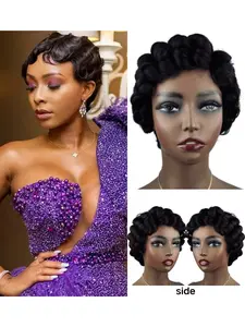 Elf Wig Real Human Hair No Glue No Lace Design, Short Curly Hair Cap for Daily Wear and Special Occasions, 100% Pure Human Hair