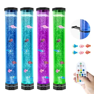 VEVOR Sensory Bubble Tube Lamp, 2.67 ft Bubble Fish Tube, Sensory Aquarium Lamp with 6 Floating Fish & 16 Color Effects, Remote Control, Stress Relief Calming Light for Bedroom Living Room Home Decor