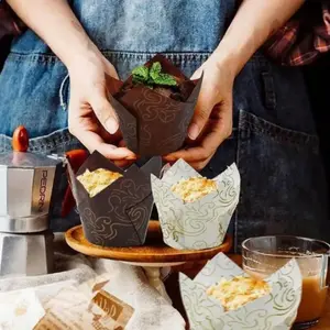 High Temperature Resistant Tulip Cake Paper Cups Muffin Cup Liners Baking Tools, Oil-Proof Kitchen Muffin Paper Holders Flame Cup Bakeware