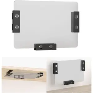 Metal Wall and Under Desk Laptop Mount with Anti-Scratch Pads Under Desk Laptop Holder Compatible with Laptop,MacBook,Keyboard,Tablets with Headphone Hanger Laptop Wall Mount Bracket with Screws