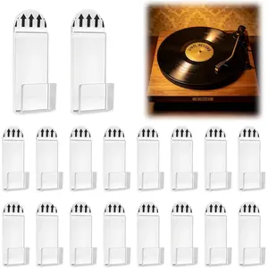 18PCS Invisible Vinyl Record Wall Holders, Self Adhesive Acrylic Display Shelves No Drill Needed, Clear Album Cover Storage Racks for Wall Art & Home Decoration