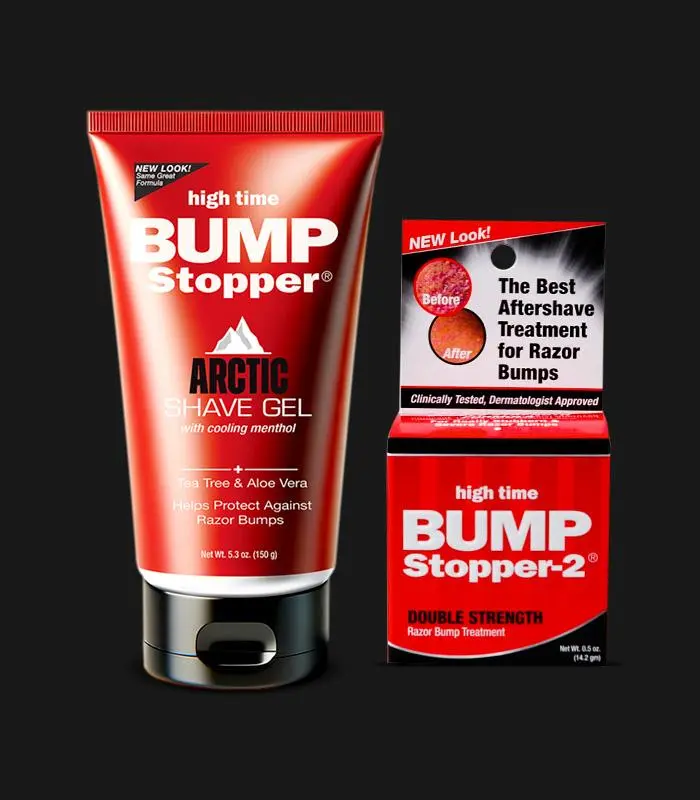 BUMP STOPPER Perfect Pair Men's Kit - 150g/5.3oz Arctic Menthol Cooling Mint Shaving Cream Gel (Aftercare Shaving Foam & Aftershave), Tea Tree Treatment for Razor Bumps, Ingrown Hairs