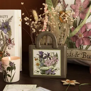 Mini Ceramic Book Tote Vase, Almanac of Wildflowers