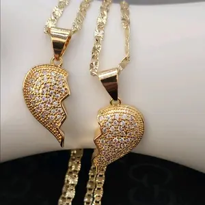 VALENTINE'S DAY hearts beautiful chains set for both loves Gold-plated