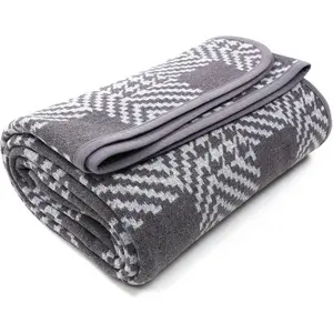 Merino Wool Blanket - 87" x 63" Thick Warm Soft Large Bed Throw - Great for Camping, Outdoors, Travel, Car, Couch, All Houndstooth Grey