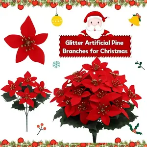 Christmas Artificial Flower Bouquet - 4PCS Suitable for Wedding Decoration, Porch Garden Indoor and Outdoor Holiday Home Decoration - Christmas Tree, Table Ornaments