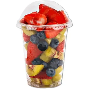 12 oz Clear Plastic Cups with Dome Lids No Hole - (30 Sets) PET Disposable Dessert Cup, Parfait cup for Ice Cream, Iced Cold Coffee Drinks, Cupcake. Fruit Cups for  bday Party with Nice Sealing