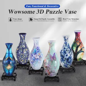 wowsome DIYPuzzle Planter Pot for Women 3d Puzzle Vase for Adults,for Ho  use Flowers Arrangements and Home Decoration Gift Cup Cup Floral Blue Butterfly