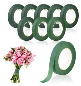 9 Rolls Floral Tape, 1/2 Inch x 30 Yard Flower Tape, Green Floral Tape for Floral Crafts Supply, Bouquet Stem Wrapping (Dark Green and Green)