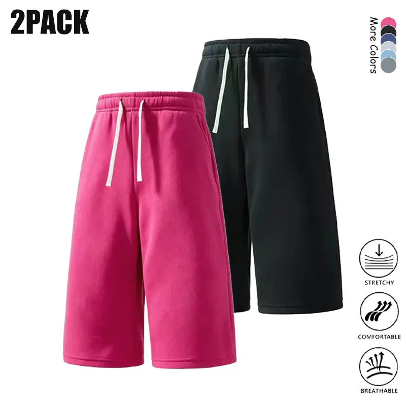 Men’s basic stretch knit athletic jogger sweatpants, 7/10 length, high-waisted with drawstring, breathable and comfortable, versatile for everyday wear, home, and workouts; pack of 2.