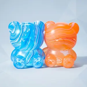 Candy Bear Squishy Toy, Translucent Glow Slow Rising Stress Relief Fidget Toy, Aesthetic Cute Kawaii Squishy Toys for Kids Adults, Desk Buddy Anxiety Sensory Toys for Office Home