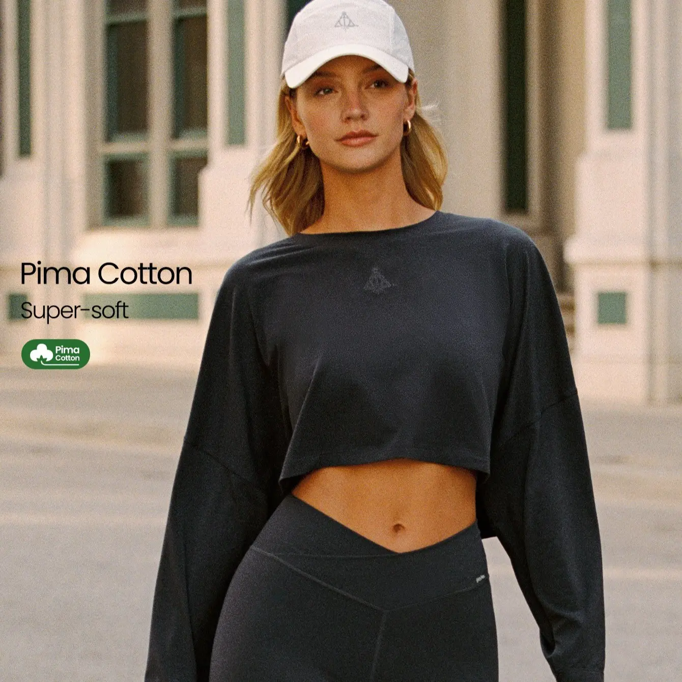 Crop Cotton Tee Charcoal