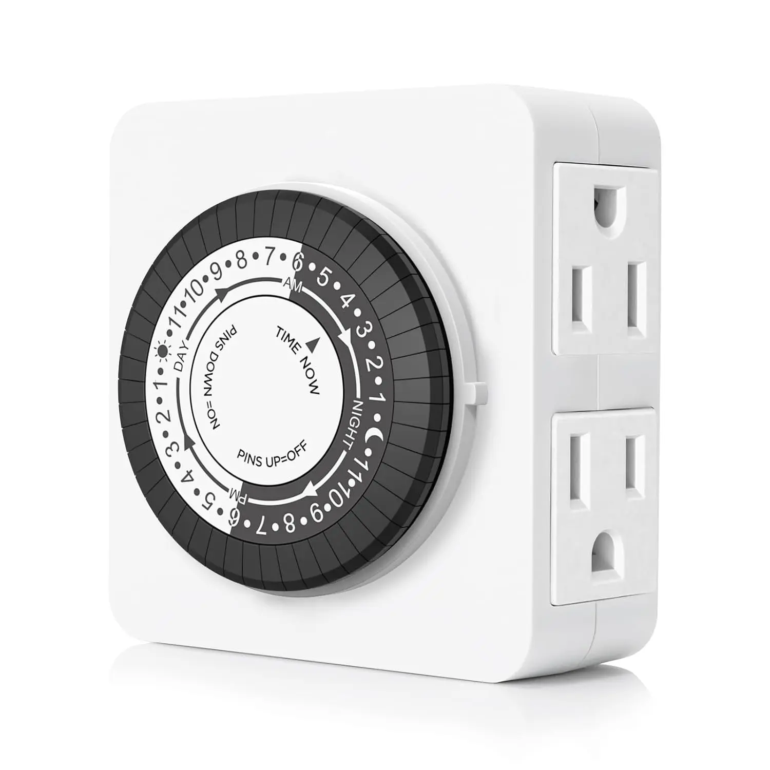 Timers for Electrical Outlets Indoor, 24-Hour Dual Outlet Timer, Christmas Tree Timer Indoor, 3 Prong Light Timers Indoor, Daily Cycle, 125V 15A, ETL Listed