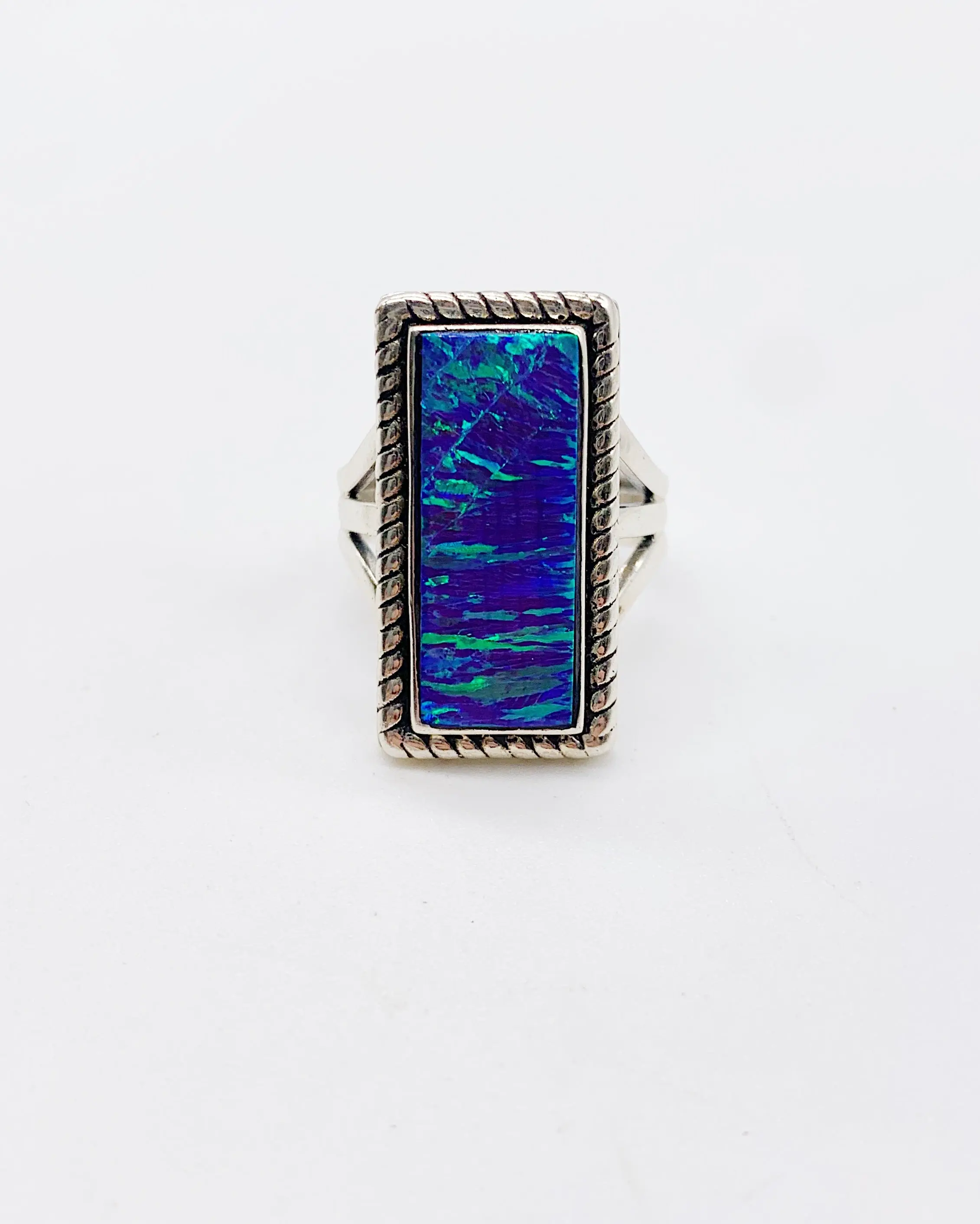 PURPLE OPAL BLOCK RING ⋄ Size 7