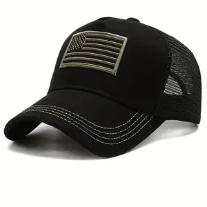 [1pc Breathable Mesh Baseball Cap] 1pc Unisex Sunshade Breathable Mesh Baseball Cap With American Flag Pattern For Spring And Autumn Travel, Ideal choice for Gifts
