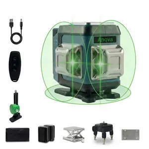 Laser Level with Magnetic Bracket, Carrying Case, Anqva 3x360°12-Line Self Leveling Laser Level, Green Line Laser 4D Laser Leveler Tool with 2Pcs Lithium Batteries for Picture Hanging, Tile, Home Renovation, Self Levelling Laser