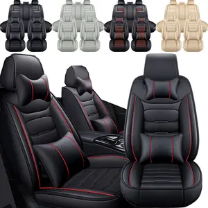 Universal Fit For Nissan/Tacoma/Honda/Mazda/RAV4/Hyundai/Elantra/Tucson/Sonata/Accent Waterproof Luxury Car Seat Protector Seat Cover,Car Seat Cushion Full Set for 5-Seats,Universal Fit Full Coverage Leather Car Seat Covers For Cars