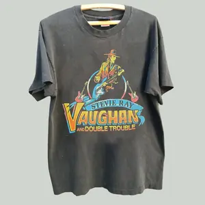 Stevie Ray Vaughan Vintage Double Trouble 1986 Shirt, Vintage Blues Rock Band Tee, Double Trouble Texas Graphic T-Shirt, Retro Concert Tour Music Fan Apparel, Unisex Casual Streetwear Top