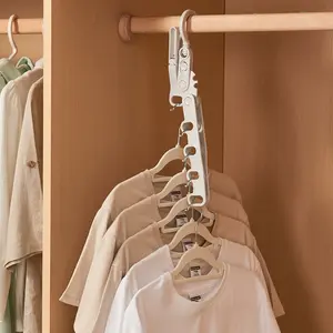 Portable Durable 5-Hole Foldable Clothes Hanger Set, 5-Piece Pack for Travel Dormitory Home Use, Space-Saving Design