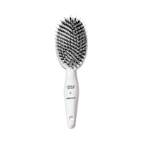 Hirtamin Miracle Anti-Static Boar Hair Brush - Lightweight Oval Plástico Brush Styling Tool, Microsphere-Infused for Gentle Detangling, Knot-Free Locks, Flyaway Reduction
